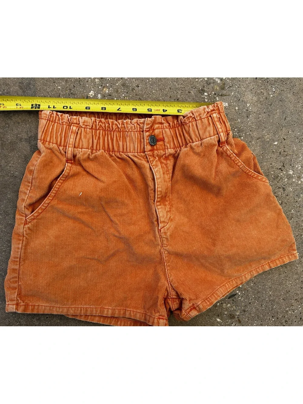 BDG Urban Outfitters Cut Off Shorts Pull on Mom Corduroy Orange Sz 22"W - Picture 8 of 10